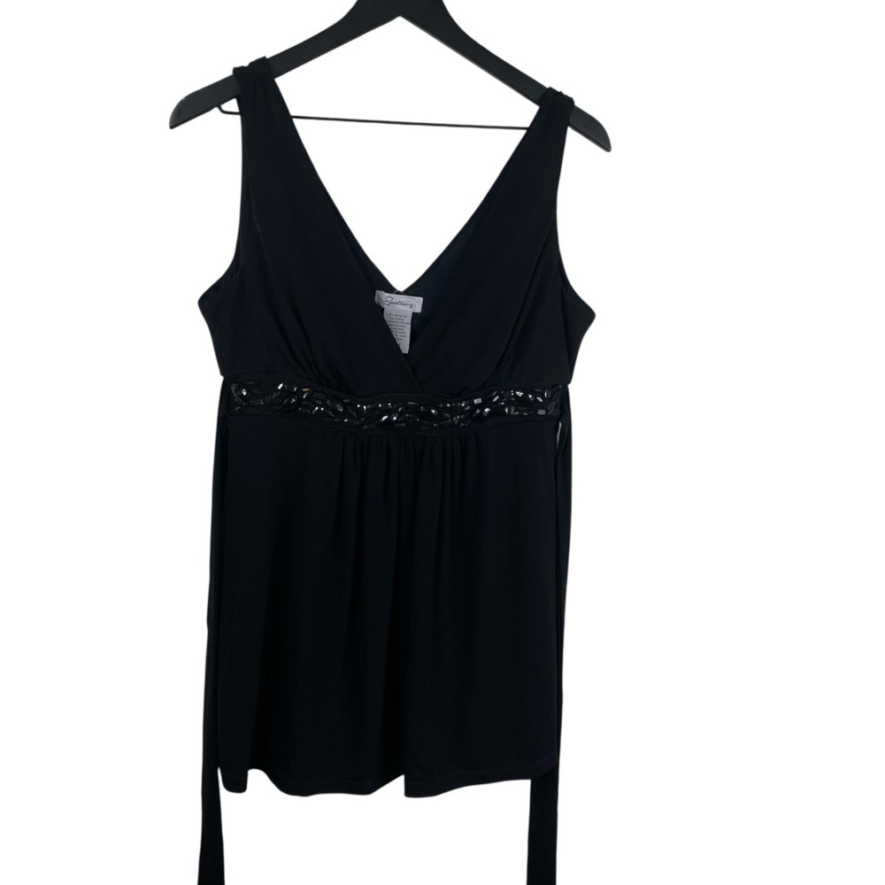 Speechless Top Women's Babydoll Beaded Black Size L 90's Y2k Whimsigoth Vamp